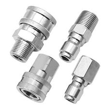 2 Sets 3/8 Inch NPT Stainless Steel Pressure Washer Quick Connect Plug Couple...