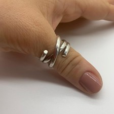 Multi Layer Ring-Thumb Page Holder-Big Silver Ring-Weaved Layered Thick Ring