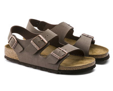 BIRKENSTOCK Milano Birkibuc Mocha/Black With An Ankle Strap Unisex Sandals