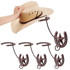 Cowboy Hat Organizer Rack for Wall 4 Pack Metal Cowboy Hat Holder Wall Mounte...