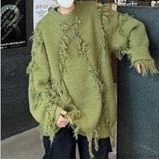 Ripped Tassel Sweater Men Women Streetwear Pullovers Men's Sweater Harajuku Fash