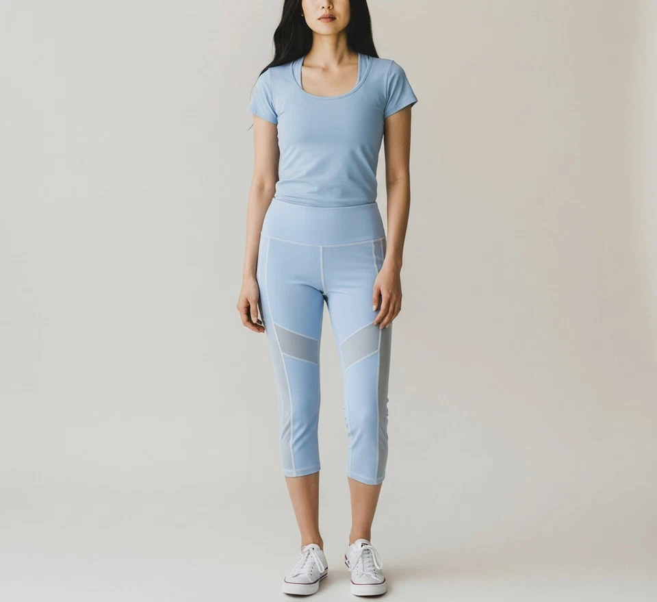 SWEATY BETTY Damen Capri Leggings S Stretch Sport Blau mit Tasche - Bild 1 von 4