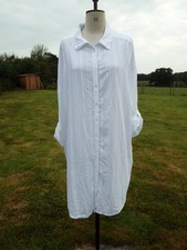 F&F Lightweight White Cotton Mix Midi Button Through Shirt Dress XL 20 - 22 BNWT