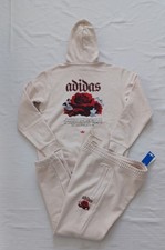 New Adidas Originals "Roses" Premium Fleece Sweatsuit Off White/Rose Sz. Medium