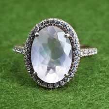 Size 7, Vermeil rose gold over Sterling 925 silver ring with pink quartz and cz