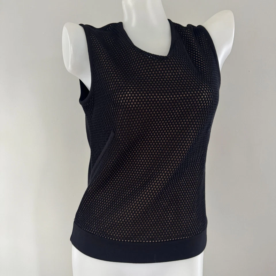 AKRIS PUNTO Black Nude FISHNET Layered Sleeveless Tank Top Sweater Jumper 8 - Image 2 of 4
