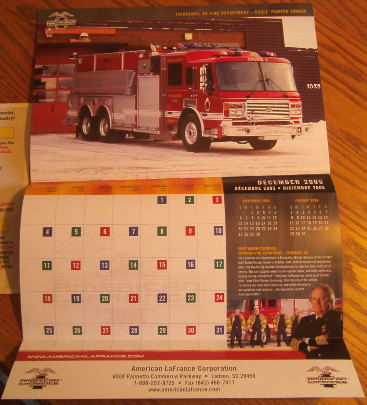 American LaFrance Calendar Fire Department Photos of Fire Apparatus Vintage