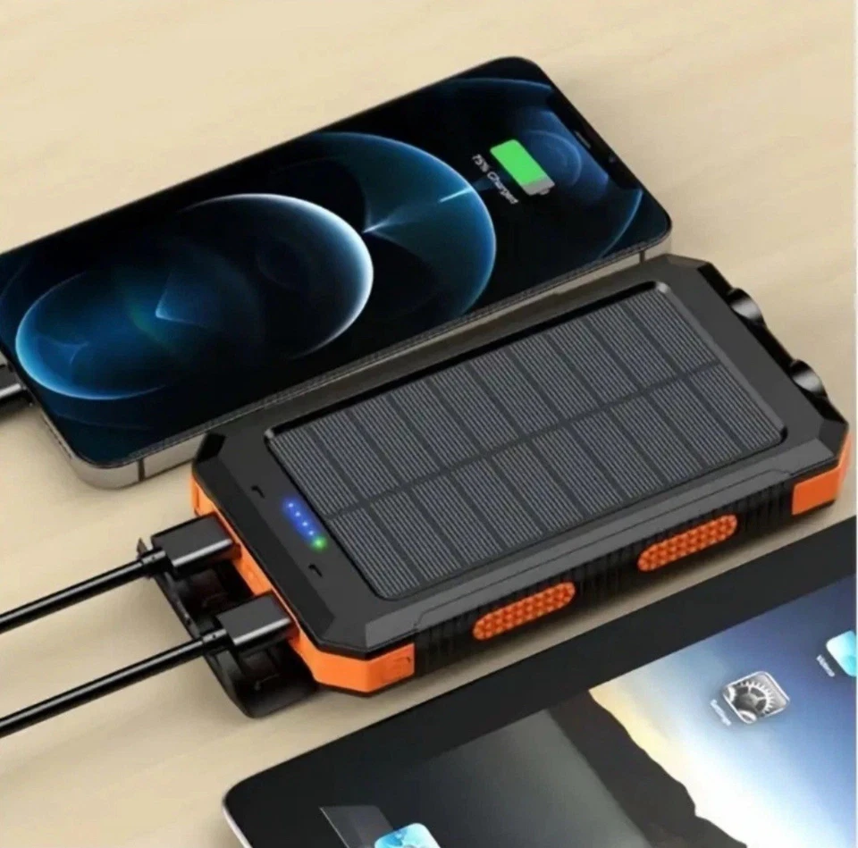 20,000mAh Solar Power Bank with Compass & Dual USB – Waterproof Portable Charger - Image 4 of 4