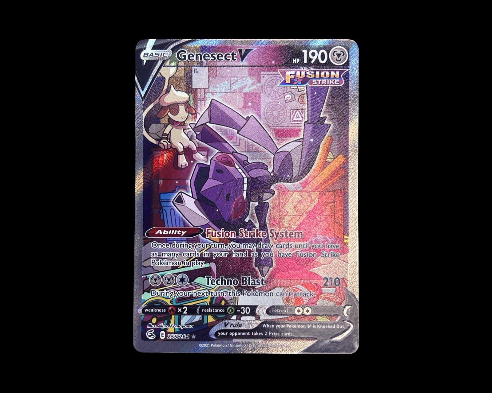 Pokemon Genesect V Full Art Ultra Rare Holo 255/264 Fusion Strike (NM)