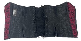 NWT Spirit Woman's Black & Burgundy Lg Gothic Lace Corset Bustier Lace Up & Zip