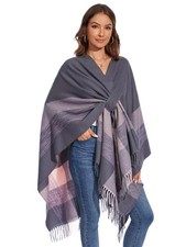 Shawl Wraps for Women, Elegant Knitted Cape Open Front Soft Poncho Scarf Blan...