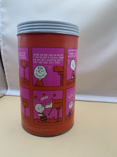 VTG 1960s Valentine's Day Snoopy Peanuts Charlie Brown Lucy Card Tin Complete ! - Picture 4 of 8
