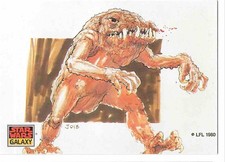 1993 Topps Star Wars Galaxy Series 1 Rancor Sketch Base Card Nm #34