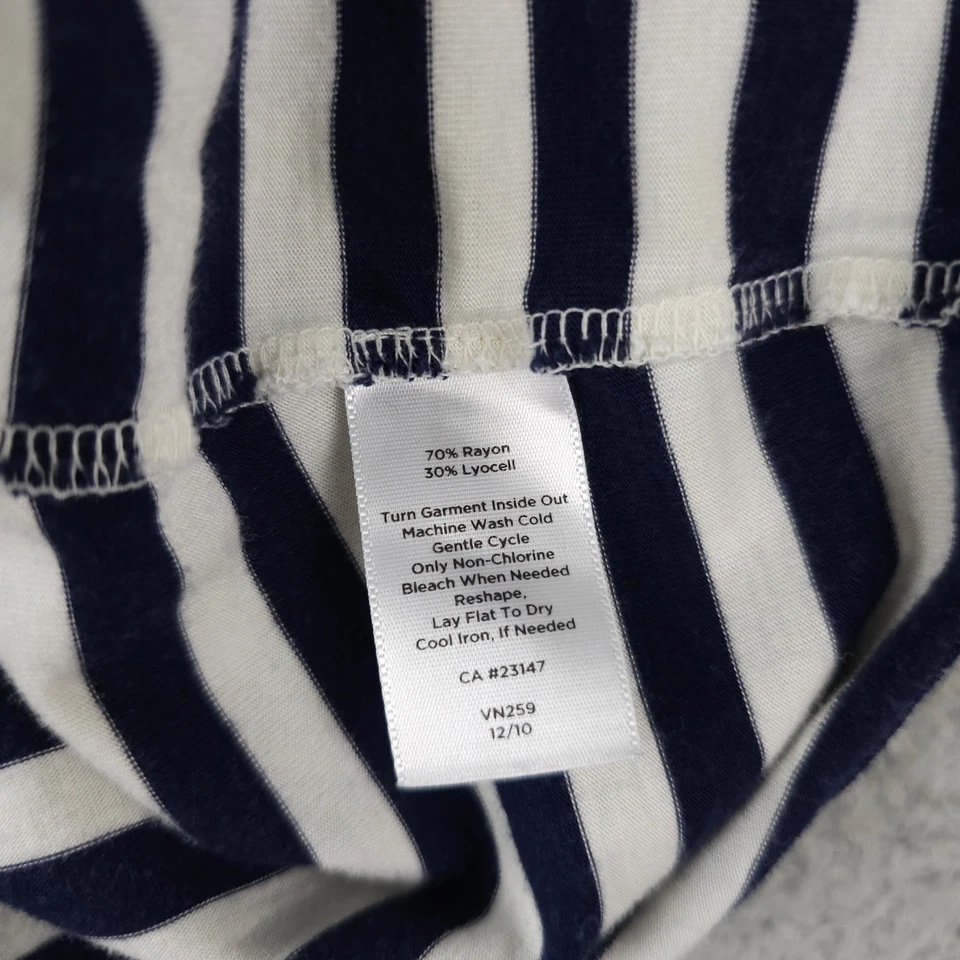 Talbots Shirt Womens P Blue White Striped Peplum Pleated Sleeveless Tank Top - Image 4 of 4