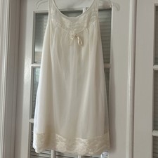 Vintage-style nightgown cream-colored nylon  chiffon peignoir slip from 1960s