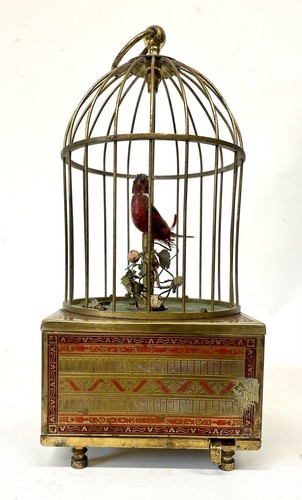 Caja de música jaula pájaro cantor autómata vintage de forma rara - Imagen 3 de 23
