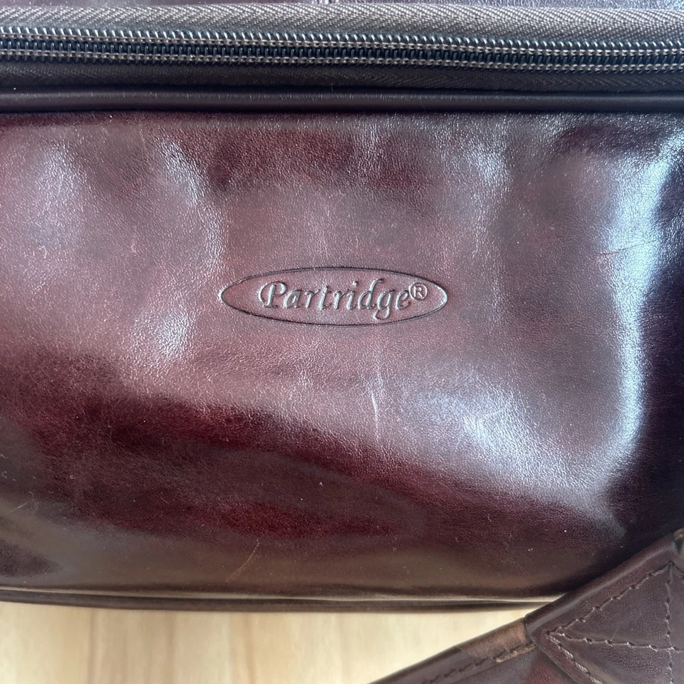 Partridge Suit Case for Men Bordeaux Red Leather Vintage Bag Made In England - Bild 2 von 4