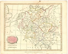 Original 1807 Germany Map from the Best Authorities with Hand Color by Barlow