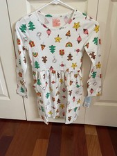 Cat  Jack Girls Dress Size 8M Cream Ornaments Long Sleeve with Pockets Adorable