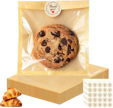 100Pcs Cookie Bags with Seal, Premium Cookie Packaging Bag with Clear Window, He