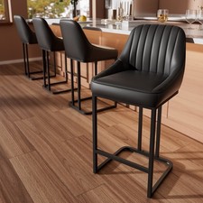Set of 4 Bar Stools 24 Counter Height PU Leather Chairs for Kitchen or Bar