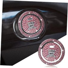 Bling Crystal Car Engine Start Ring Sticker, Sparkling Rhinestone Push Pink