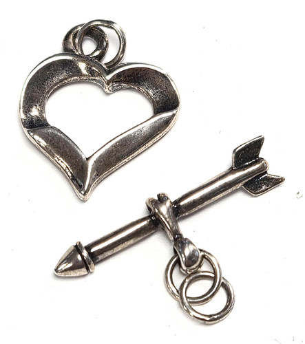 Estate 925 Sterling Silver Heart & Arrow Clasp Finding Jewelry Making