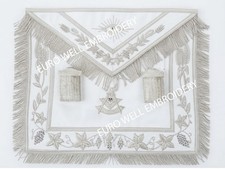 MASONIC REGALIA PAST MASTER APRON WHITE HAND EMBROIDERED