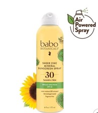 Babo Botanicals Sheer Zinc Mineral Sunscreen SPF 30 Air Powered Spray