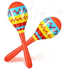 7.87 Inches Fiesta Wooden Maracas 2 Pcs Noisemaker for Mexican Fiesta Musical...