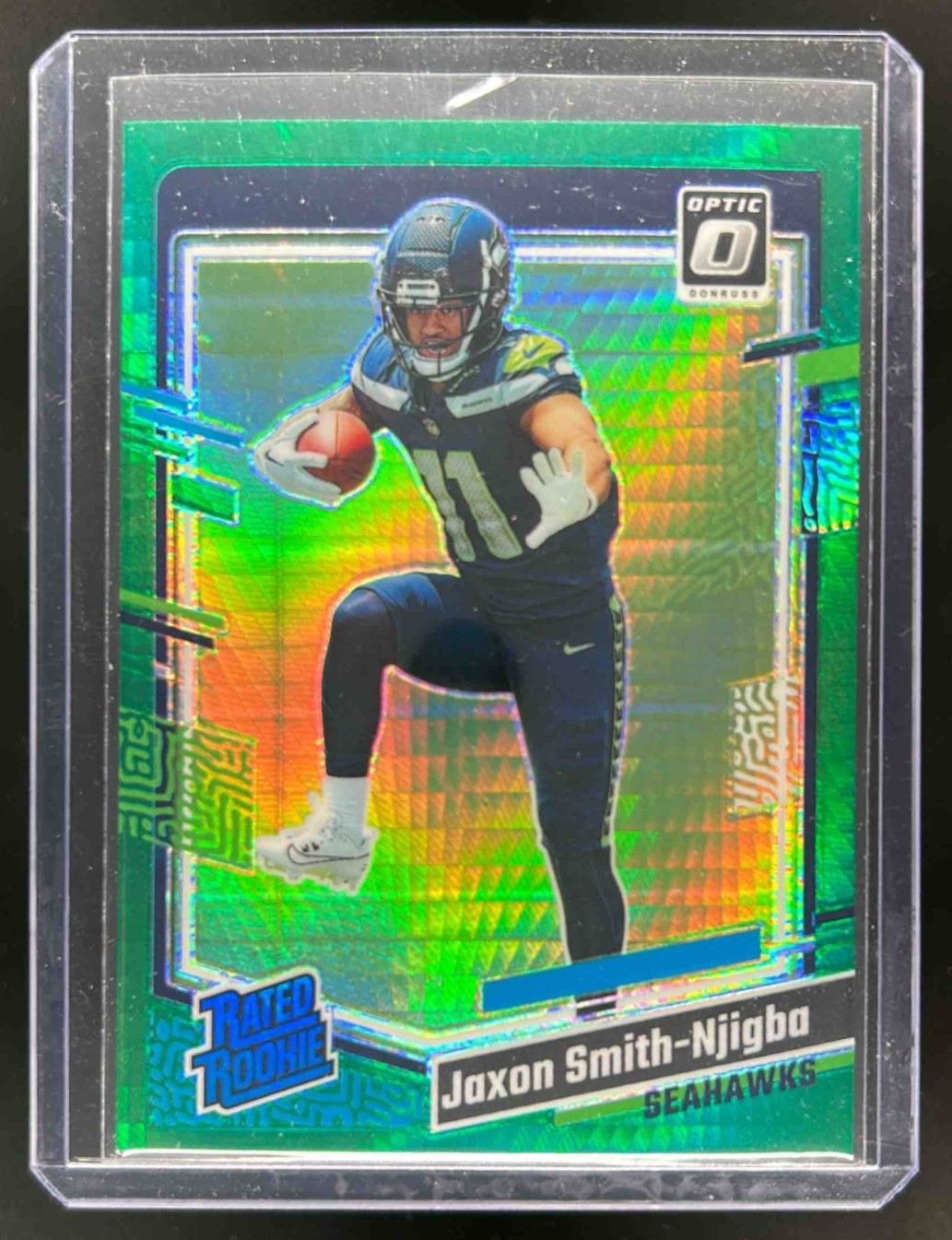 2023 Donruss Optic Jaxon Smith-Njigba Green Hyper Prizm Rated Rookie #293