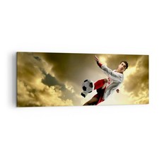 Quadro su Tela 140x50cm Palla ragazzo calcio addestramento Stampe Murale