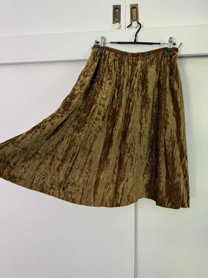 Prada F/W 1993 Бархатная Юбка Подиум Винтажная Зеленое Золото Потрясающая Коллекционная Редкая - Изображение 4 из 4