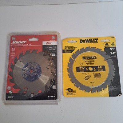 Lot of 2 Circular Saw Blades Dewalt 24T 5.50'', Bauer 30T 5.50''. Both are NIB