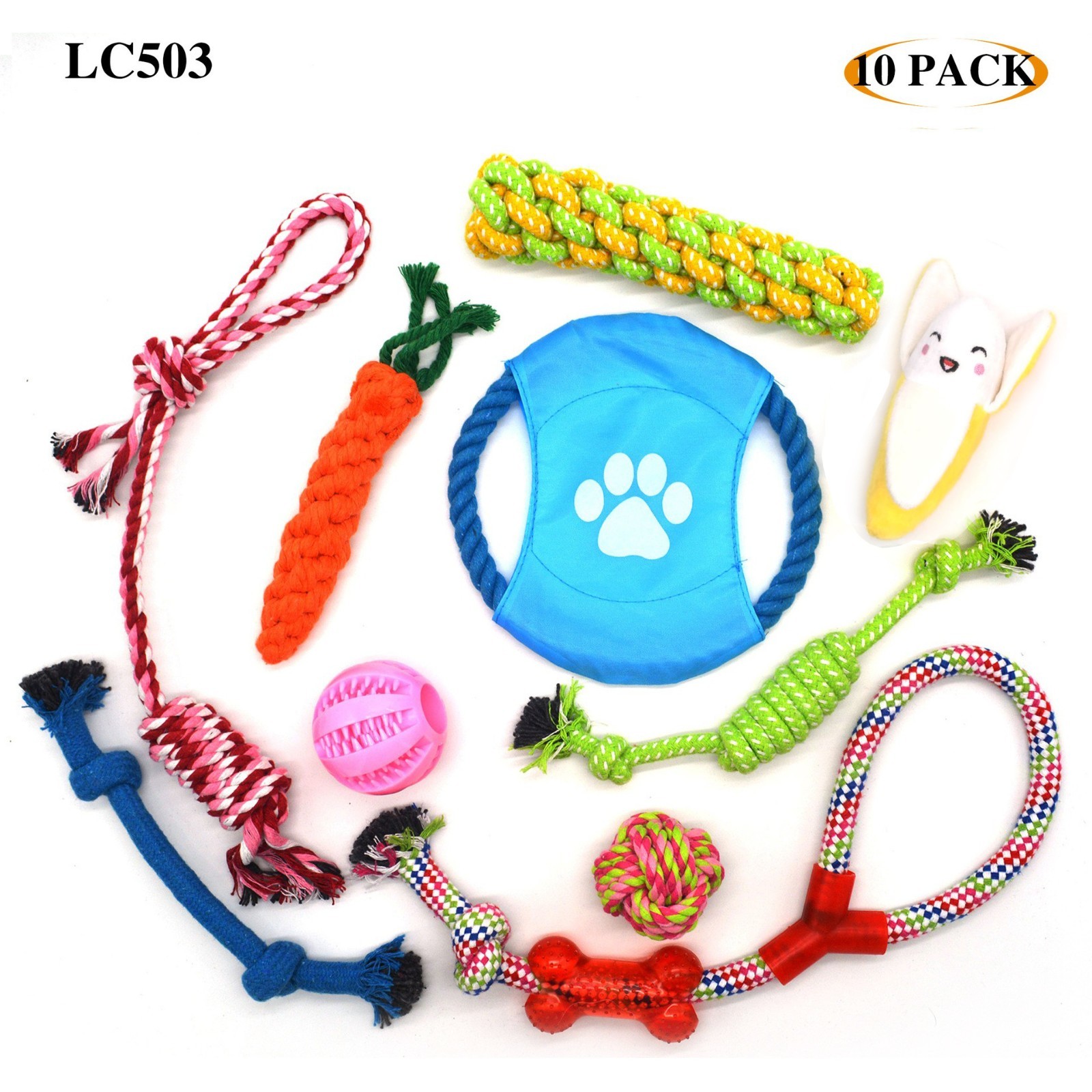 10 Pcs Dog Toys Puppy Toys Rope Toys Braided Rope Chew Play Toys Teething Toys
