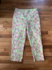 Vintage White Label Lilly Pulitzer Rhinoceros Floral Capri Cropped Pants Size 8