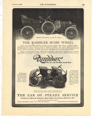 1908/09 Auto Ads F&B of PG: Maxwell Briscoe Tarrytown New York & Rambler 44