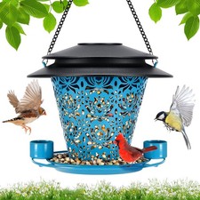 Solar Bird Feeders for Outside Hanging Metal Wild Bird Feeder Solar Lanterns ...