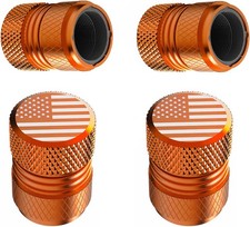 Tire Valve Stem Caps - 4 Pack Anti-corrosion Premium Amarican Flag Orange Tire Valve Stem Caps - 4 Pack Anti-corrosion Premium Amarican Flag Orange