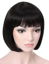 OneDor 10" Short Straight Hair Flapper Cosplay Costume Bob Wig (Black)