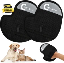 2-Pack Pet Hair Removal Glove for Cats & Dogs, Cat Fur Remover, Cat Grooming Glo