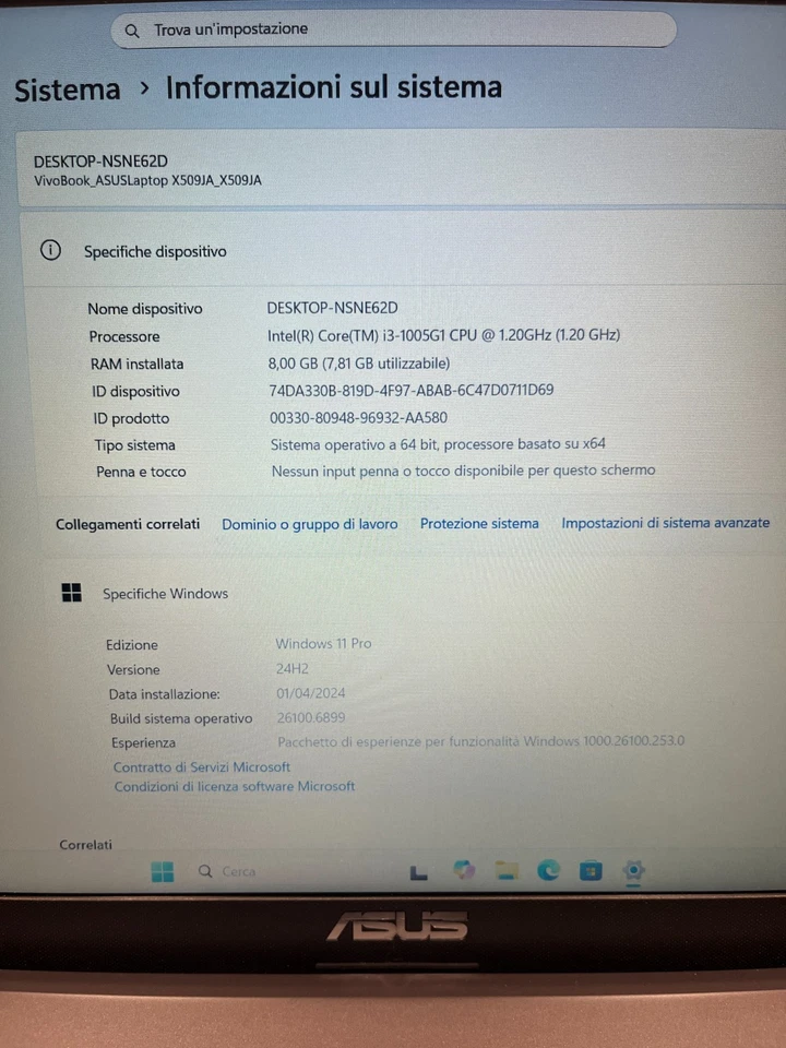 ASUS X509JA 15,6” I3 1005G1 8Gb 256GB SSD - Immagine 3 di 4