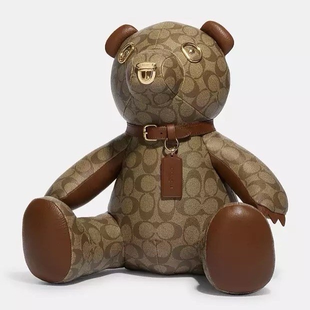 NWT COACH Large Leather Collectible Bear Signature Logo Teddy Bear
