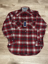 Vintage Pendleton High Grade Western Pearl Snap Shadow Plaid Made in USA NWT M
