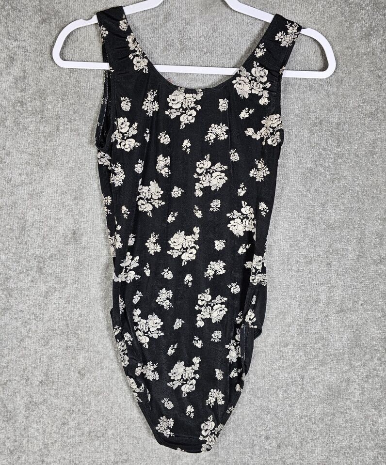 Vintage Corinna Fashions Rose Floral Bodysuit Womens Size Large Stretch
