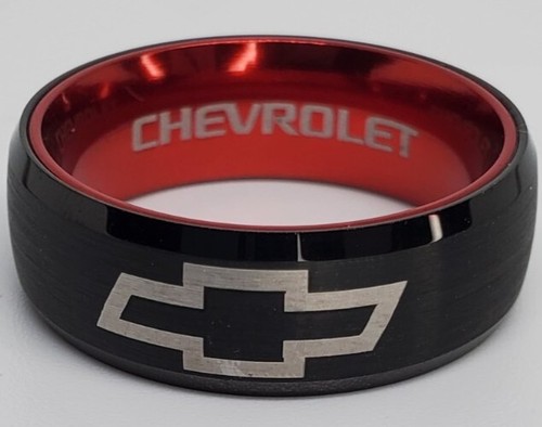 CHEVROLET RING CHEVY WEDDING BAND Black & Red Ring Size 11 #chevy #chevrolet