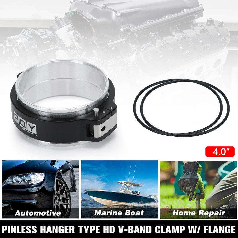 Abrazadera de banda en V de liberación rápida de aluminio 6061 HD brida de admisión intercooler tubo 4"" Foto 2 de 4