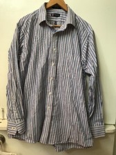 Men's Chaps Blue,White & Pink Striped Wrinkle Free Shirt Size 16 16/12 34/35 L