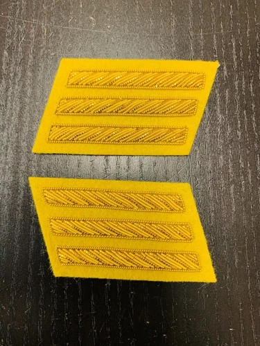 CSA Gold Embroidered Captains Bars - YELLOW Background Pair - NEW