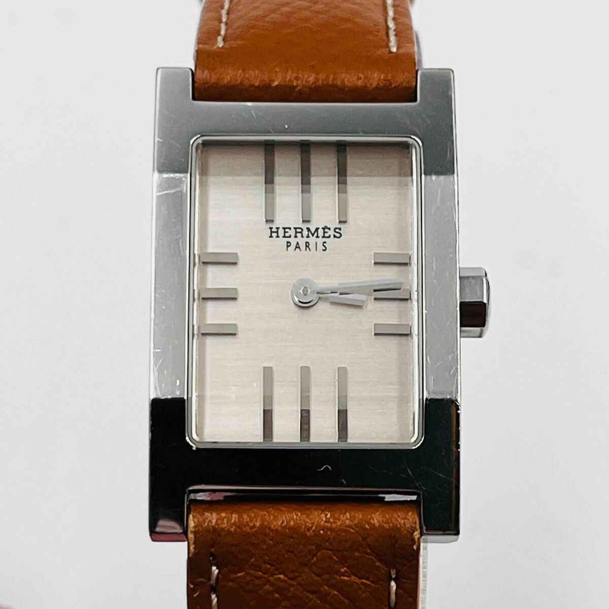 HERMES Tandem TA1.210 Quartz Silver Dial Aftermarket belt HERMES Tandem TA1.210 Quartz Silver Dial Aftermarket belt
